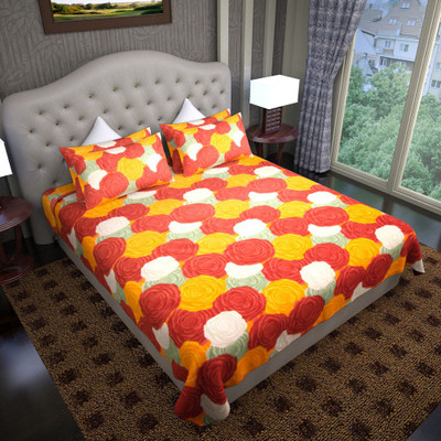 75% OFF on Graffiti Home Cotton Floral Double Bedsheet