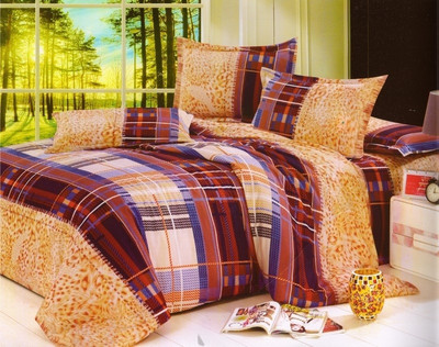 55% OFF on Solitaire Cotton Checkered, Striped Double Bedsheet