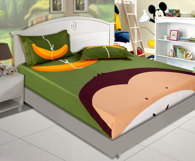 20% OFF on Zyne Cotton, Satin Abstract Double Bedsheet