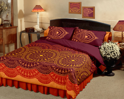 10% OFF on Raymond Cotton Printed Double Bedsheet 1 Bedsheet, 2 Pillow Cover, Yellow