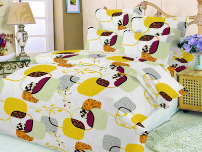 JCT HOMES Cotton Floral Double Bedsheet 1 Bed Sheet, 2 Pillow Covers, Multicolor