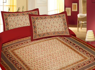 61% OFF on Lali Prints Cotton Printed Double Bedsheet 1 Bedsheet, 2 Pillow Covers, Multicolor