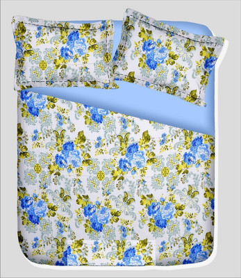 14% OFF on RR Textile House Cotton, Satin Printed Double Bedsheet 1 Bedsheet, 2 PillowCover, Blue