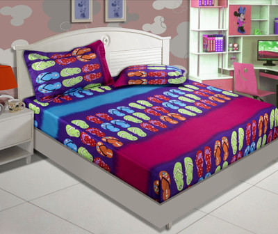 20% OFF on Zyne Cotton, Satin Abstract Double Bedsheet