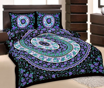 50% OFF on Rangasthali Cotton Printed Double Bedsheet 1 Bedsheets X 2 Pillow cover, Multicolor