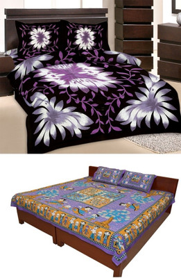 56% OFF on Rangasthali Cotton Printed Double Bedsheet