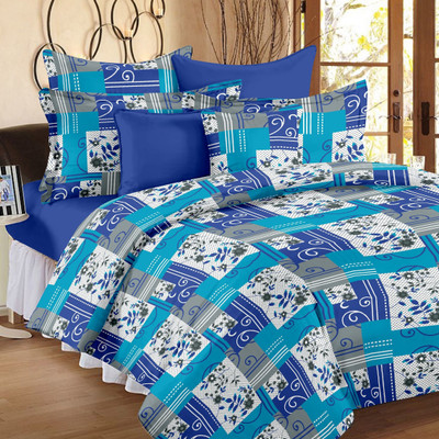 70% OFF on Ahmedabad Cotton Cotton Floral Single Bedsheet 1 Single Bedsheet & 1 Pillow Cover, Blue