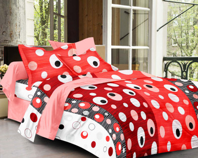 5% OFF on Story @ Home Cotton Printed Double Bedsheet 1 Bedsheet, 2 Pillow Cover, Peach