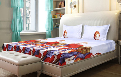 30% OFF on Dream Home Cotton Linen Blend Graphic Queen Bedsheet