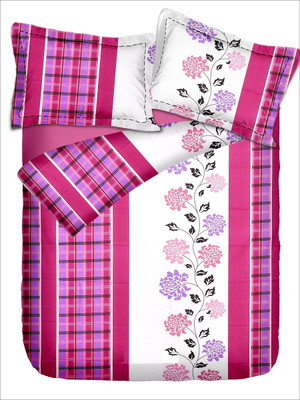 57% OFF on Ahmedabad Cotton Cotton Floral Single Bedsheet 1 single bedsheet & 1 pillow cover, White, Pink, Purple
