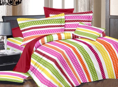 66% OFF on Urban Style Cotton Abstract Double Bedsheet 1 Bedsheet, 2 Pillow covers, Red