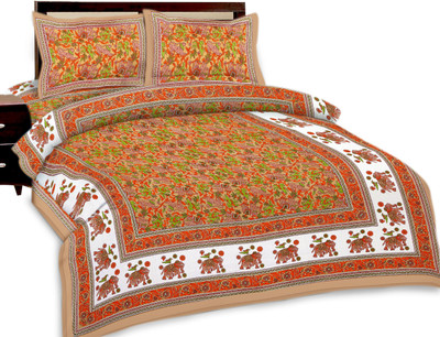 50% OFF on Shopping Rajasthan Cotton Printed Double Bedsheet 1 Bedsheet, 2 Pillow Cover, Multicolor