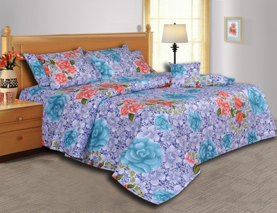 42% OFF on Salona Bichona Cotton Floral Single Bedsheet 1 Bedsheet, 1 Pillow Cover, Blue