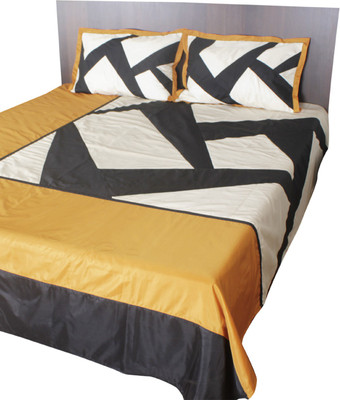 Furrball Bedspreads & More Silk Solid Queen Bedsheet 1 Bedspread, 2 Pillow Covers, Yellow, Black, White
