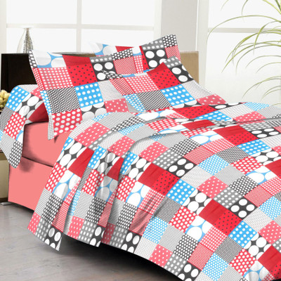 61% OFF on Lali Prints Cotton Floral Double Bedsheet 1 Bedsheet, 2 Pillow Covers, Pink