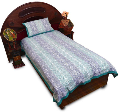 30% OFF on Sunshine Rajasthan Cotton Floral Single Fitted Bedsheet