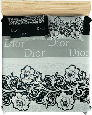 33% OFF on Evion Cotton Floral Queen Bedsheet 1 Bedsheet, 2 Pillow Covers, Silver