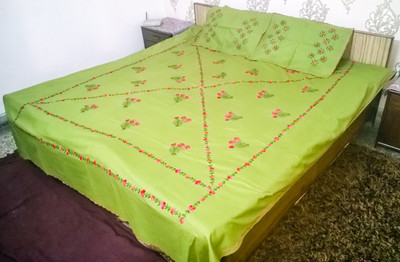38% OFF on Barkat Cotton Embroidered Double Bedsheet