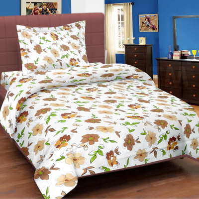 65% OFF on Cortina Cotton Floral Single Bedsheet 1 Sigle Bed sheet, 1 Pillow Cover, Multicolour