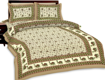 73% OFF on RajLaxmi Cotton Checkered Double Bedsheet 1 Bed Sheet, 2 Pillow Cover, Multicolor
