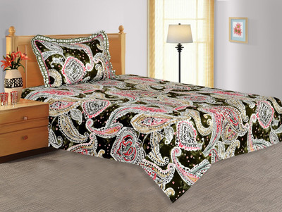 20% OFF on Salona Bichona Satin Paisley Single Bedsheet 1 Single Bedsheet, 1 Pillow Cover, Green