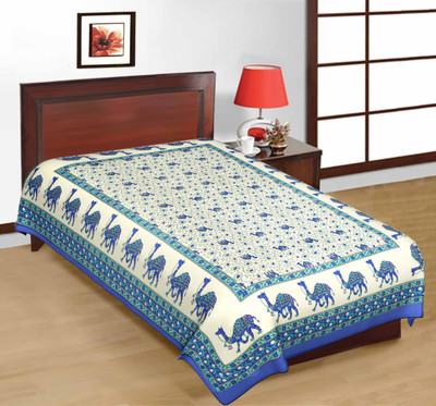 56% OFF on Kismat Collection Cotton Printed Single Bedsheet Bedsheet, Blue