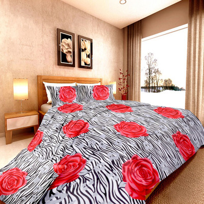 55% OFF on Damask Fashion Cotton Floral Double Bedsheet