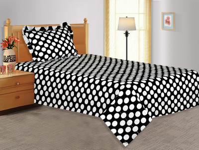 19% OFF on Salona Bichona Cotton Striped Single Bedsheet 1 Bedsheet, 1 Pillow Cover, Black