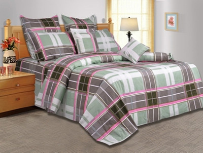 27% OFF on Salona Bichona Polycotton Checkered Single Bedsheet 1 Single Bedsheet, 1 Pillow cover, Grey