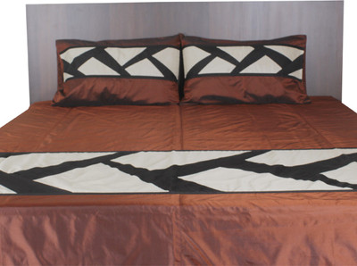 Furrball Bedspreads & More Silk Printed Queen Bedsheet 1 Bedspread, 2 Pillow Covers, Brown, Black, White
