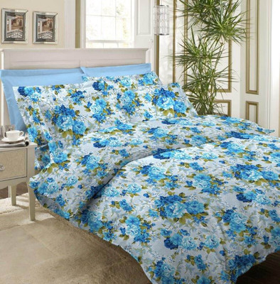 31% OFF on Bombay Dyeing Cotton Floral Double Bedsheet 1Double Bedsheet, 2Pillow Cover, Blue