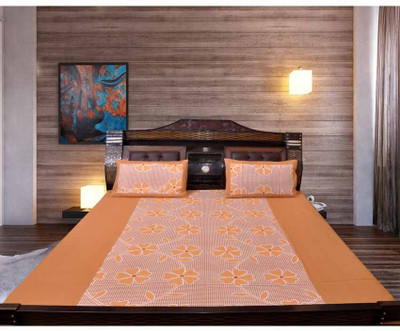 70% OFF on Decor Vatika Polycotton Floral Double Bedsheet 1 Double Bed Sheet, 2 Pillow Covers, Yellow