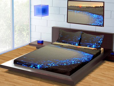 10% OFF on Raymond Cotton Printed Double Bedsheet 1 Bedsheet, 2 Pillow Cover, Grey