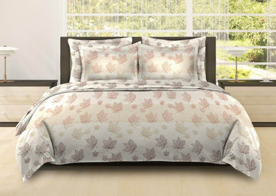 31% OFF on Bombay Dyeing Cotton Floral Double Bedsheet 1Double Bedsheet, 2Pillow Cover, Peach