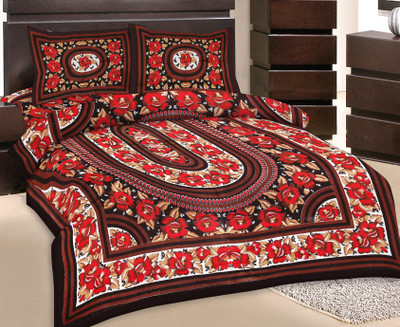 50% OFF on GRJ India Cotton Printed Double Bedsheet 1 Bedsheet, 2 Pillow Cover, Multicolor