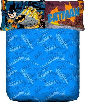 Portico New York Cotton Abstract Single Bedsheet 1 Bedsheet, 2 Pillow Cover, Blue