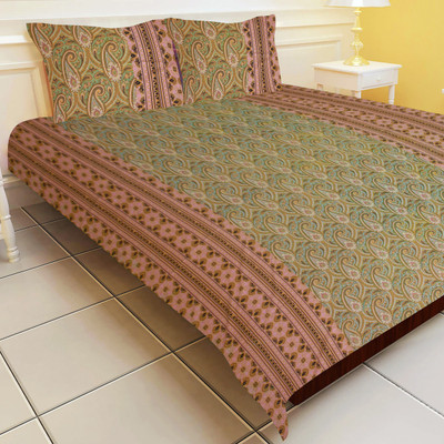 19% OFF on Morning Blossom Cotton Printed Double Bedsheet