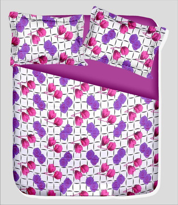 14% OFF on RR Textile House Cotton, Satin Printed Double Bedsheet 1Bedsheet, 2PillowCover, Pink