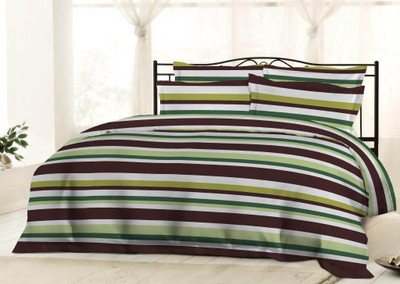 31% OFF on Bombay Dyeing Cotton Striped Double Bedsheet 1Double Bedsheet, 2Pillow Cover, Green