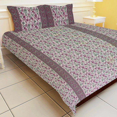 19% OFF on Morning Blossom Cotton Printed Double Bedsheet