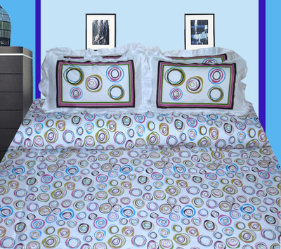 10% OFF on Petals Cotton, Satin Geometric Double Bedsheet