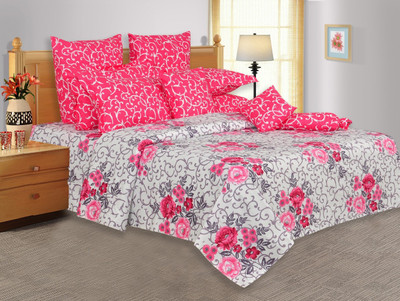 33% OFF on Salona Bichona Cotton Floral Double Bedsheet 1 Double Bedsheet, 2 Pillow covers, White
