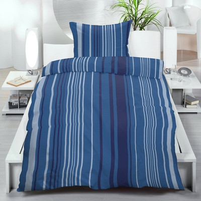 61% OFF on Aalidhra Polyester Silk Blend Striped Single Bedsheet Single Bedsheet, 1 Pillow Cover, Blue