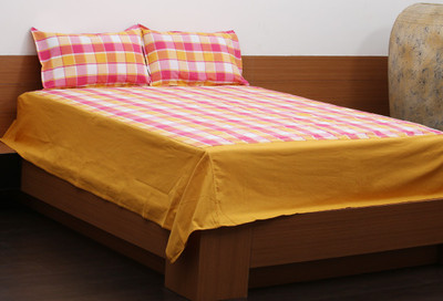 50% OFF on Flazee Cotton Checkered King Bedsheet 1 BedSheet, 2Pillow Cover, Pink, Yellow 50% OFF on Flazee Cotton Checkered King Bedsheet 1 BedSheet, 2Pillow Cover, Pink, Yellow