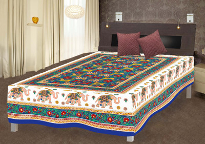 56% OFF on Kismat Collection Cotton Printed Single Bedsheet 1 Bedsheet, Blue
