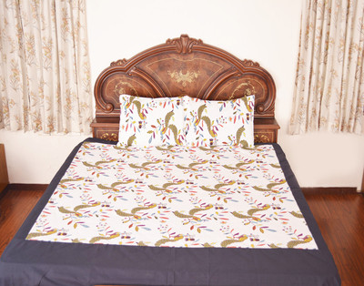 73% OFF on Flazee Letees Cotton Printed King Bedsheet One Bedsheet, 2 Pillow covers, White