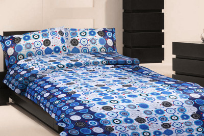 70% OFF on Ahmedabad Cotton Cotton Geometric Single Bedsheet 1 Single Bedsheet & 1 Pillow Cover, Blue