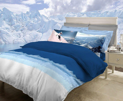 Bombay Dyeing Cotton 3D Printed Double Bedsheet 1 Double Bedsheet, 2 Pillow Covers, Blue