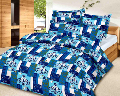 50% OFF on Floorfashion Cotton Abstract Double Bedsheet 1 Bedsheet, 2pillow Covers, Multicolor