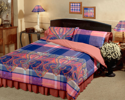 20% OFF on Raymond Cotton Printed Double Bedsheet 1 Bedsheet, 2 Pillow Cover, Blue